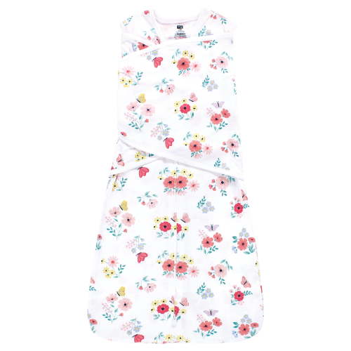 Hudson Baby Infant Girl Convertible Swaddle Sleep Sack, Butterfly Floral, 0-3 Months