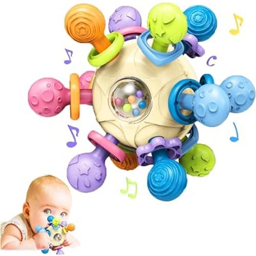 Baby Montessori Sensory Toys for 0-6 6-12 Months, Food Grade Teething Toy for Babies 0 3 6 9 12 18 Months, Newborn Infant Learning Developmental Toys Gifts for 1 2 Year Old Boys Girls