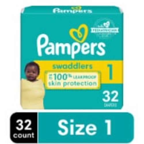 Pampers Swaddlers Newborn Baby Diapers Size 1 (8-14 lbs), 32 count