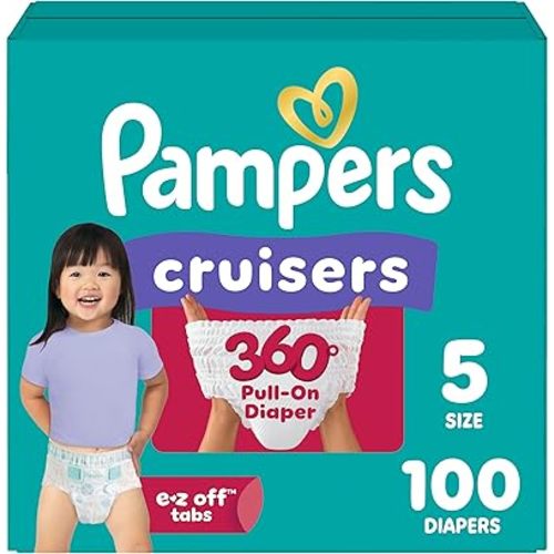 Pampers Diapers - Cruisers 360 - Size 5, 100 Count, Babyproof up to 100% Leakproof Pull-On Diaper