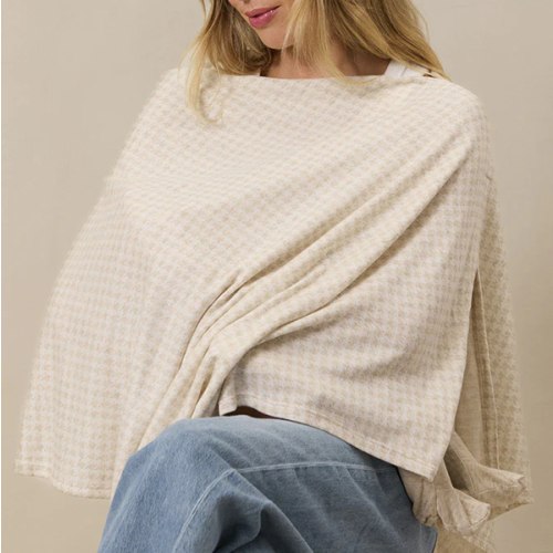 Cream Houndstooth Nursing Cover