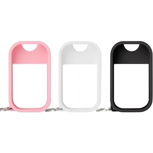 Touchland Hand Sanitizer Mist Case TRIO SET (White, Pink, Black), Protective and Stylish Hand Sanitizer Spray Accessories, Silicone Cases with Keyring (Set of 3)