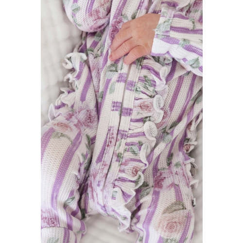 Lila's Lilacs Bamboo Waffle Ruffle Zipper Footie