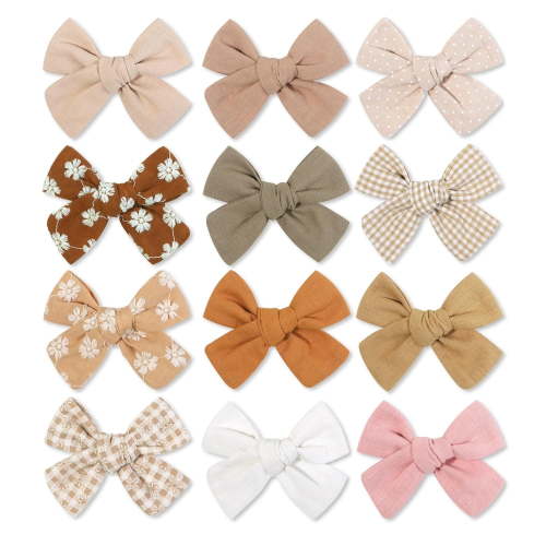 Shelbybox 12pc Girls Hair Bows, Alligator Clip Barrettes for Toddlers & Kids