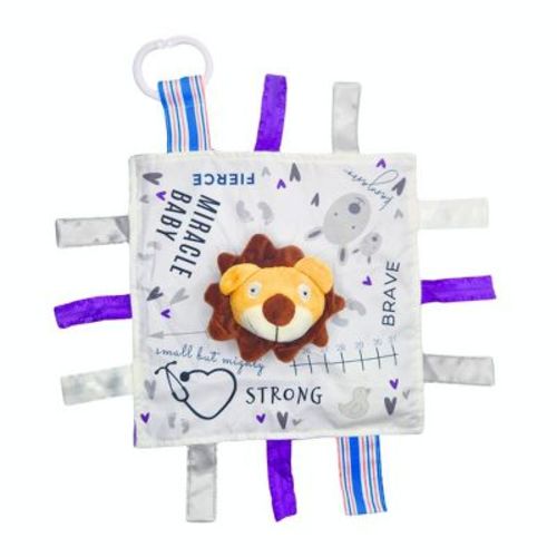 Baby Jack The Learning Lovey NICU Hospital Miracle Child Brave Lion Tag Sensory Soother Toy 10" x 10"