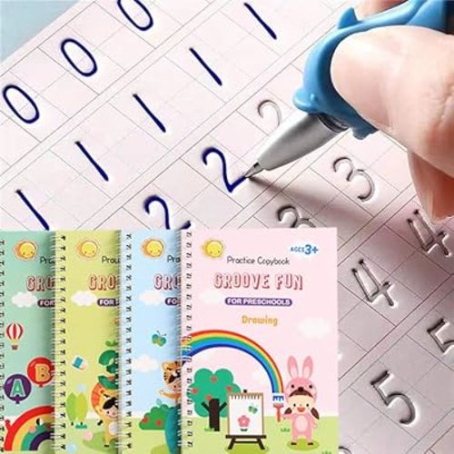 Handwriting Book Practice for Kids,Reusable Grooved Handwriting Workbooks,Writing Practice for Kids Ages 3-5