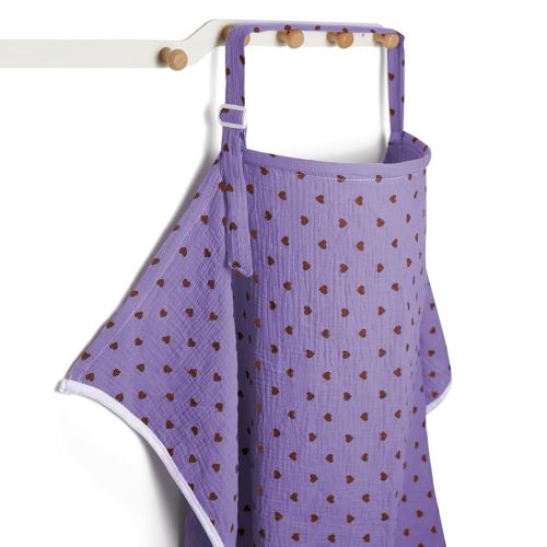 Muslin Nursing Covers for Breastfeeding, Arch Neckline Breast Feeding Covers for Women, Moms Privacy Breathable Summer Nursing Apron, 43.3" x 25.6" Soft Feeding Cover (Violet Purple Heart)