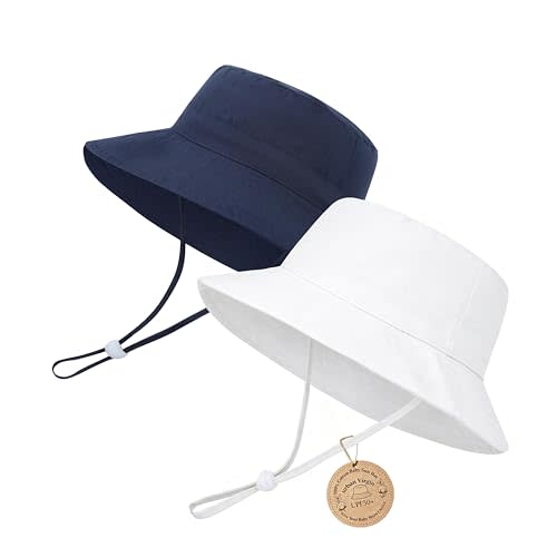 Baby Sun Hat UPF 50+ Toddler Bucket Summer Kids Beach Hats for Boys Girls | Toddler Bucket Hat,Soft Breathable Fabric With UPF 50+ Wide Brim Swim hat For Baby Boy,Adjustable Chip Strap for Outdoor