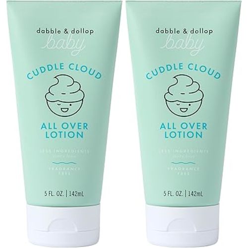 Dabble & Dollop Baby Cuddle Cloud™ All Over Lotion – Fragrance-Free Baby Moisturizer for Sensitive Skin, Gentle All-Over Hydrating Lotion (2-Pack, 5 oz)