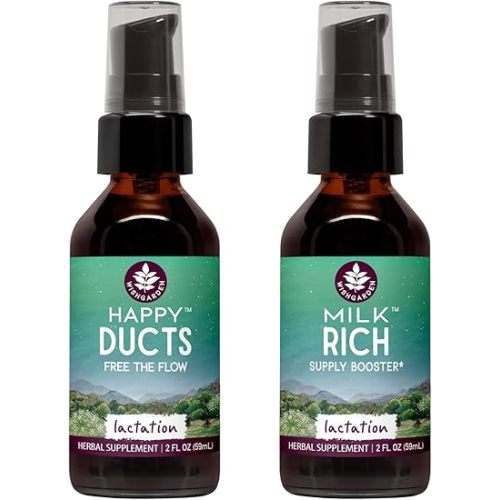 WishGarden Herbs Breastfeeding Essentials Herbal Lactation Supplement Bundle with Milk Rich Supports Healthy Milk Supply & Production + Happy Ducts for Clogged Breast Ducts & Engorgement (2oz Bundle)