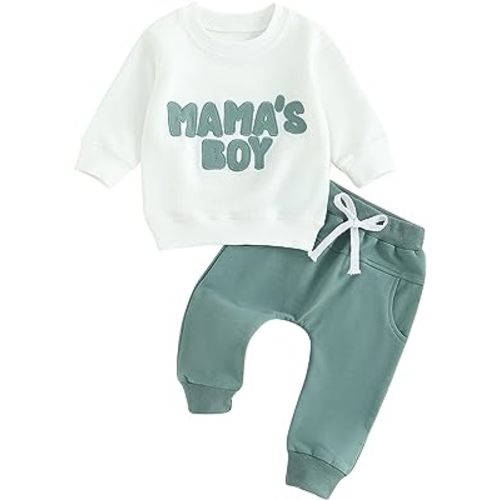 Baby Toddler Boys Fall Winter Outfits Little Dude Letter Printed Long Sleeve Sweatshirts Pants 2Pcs Clothes Set