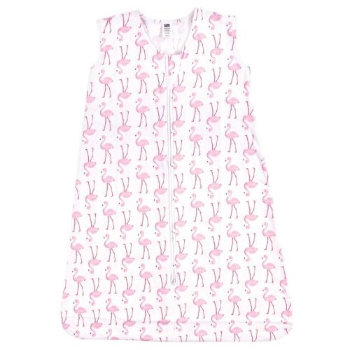 Hudson Baby Infant Girls Cotton Sleeveless Wearable Sleeping Bag, Sack, Blanket, Flamingo, 6-12 Months
