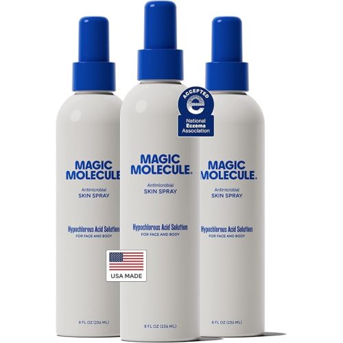 Magic Molecule Skin Cleanser for All Types, Hypochlorous Acid Spray Helps Heal Acne Prone, Eczema and Itchy Rashes and 50 Other Skin Ailments, 8 oz Spray (Pack of 3)