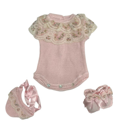 Aida Just Pink Floral Romper 3-Piece Set