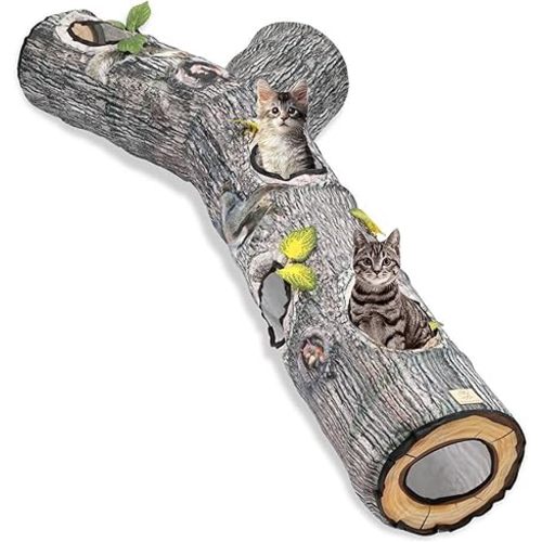 Cat Tunnel,Cat Tunnels for Indoor Cats,Tree Trunk Play Toy for Large Cats、Kitten and Other Small Animals to Chase and Play,Foldable Easy to Store,Cat Tube Toys Long 59"