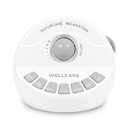 WELLCARE-Naturcare Sound Relaxation, White Noise, 7 Nature Sounds, Sleep Sound Machine, Calm Infants, for Baby, Kids, Adult. Stepless Volume, Timer, Powered by Adapter(incl.) or Batteries(Not Incl.)