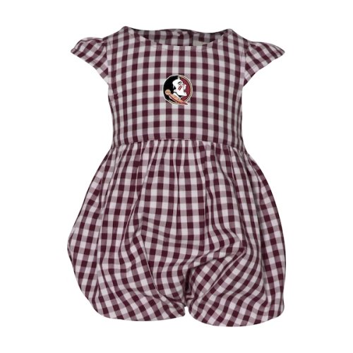 Girl's Infant Garb Garnet Florida State Seminoles Cara Gingham Ruffled Bodysuit