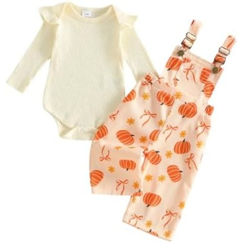 Newborn Baby Girl Fall Outfits Infant Rompers Overalls Pants Set