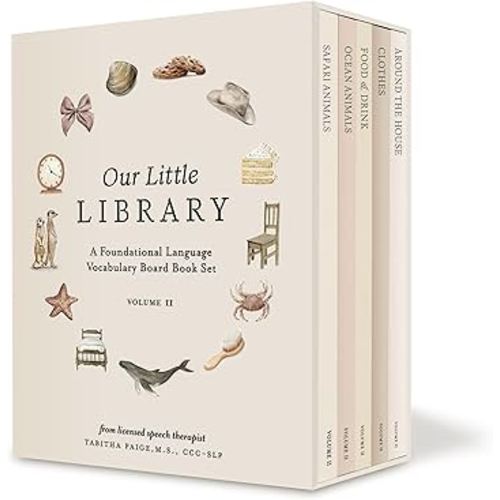Our Little Library Vol. 2: First 100 Words Board Book Box Set, including Ocean Animals, Safari Animals, Food and Drink, Clothes, and Around the House (Tabitha Paige Children's Book Series)