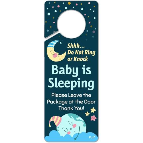 Funplus Baby Sleeping Sign - Do Not Knock or Ring - Plastic Door Knob Hanger Sign
