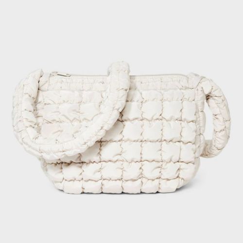Puffer Crossbody Handbag - Wild Fable™ Cream: Softside, Woven, Single Strap, Zip Closure
