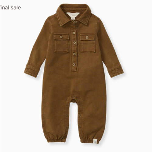 Button Down Organic Cotton Jumpsuit - Hunter