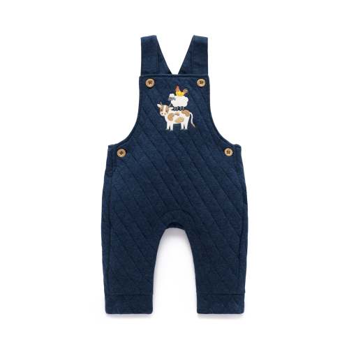 Navy Farm Quilted Overalls - Baby Rompers - Purebaby - Purebaby