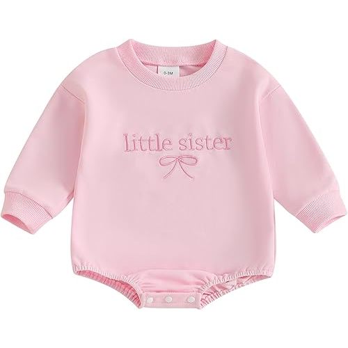 GOOCHEER Big Sister Little Sister Matching Outfit Newborn Baby Girl Long Sleeve Romper Toddler Girl Pullover Sweatshirt Top