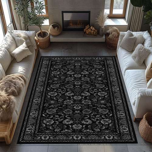 Vintage rug, Turkish rug, Gothıc Rug, Wool rug, Bohemian area rug, Rustic decor, Black Rug,