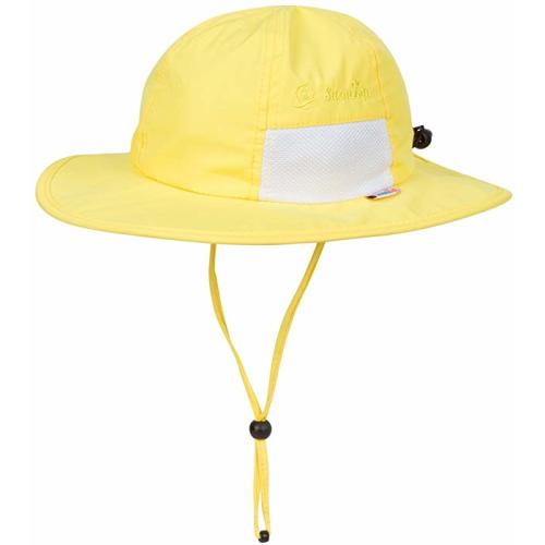 Unisex Child Wide Brim Sun Protection Hat UPF 50 Adjustable - 0-6 Month - Yellow