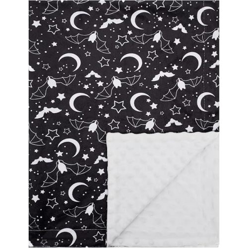Baby Blanket for Boys Girls Super Soft Double Layer Minky with Dotted Backing Cute Cow Crib Receiving Blanket Bed Throws for Newborns Nursery Stroller Toddler 30 x 40 Inch (Halloween Bat)