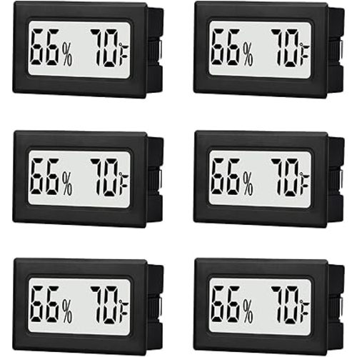 6 Pack Mini Small Digital Hygrometer Thermometer Indoor Temperature and Humidity Meter Gauge with Temp Humidity Sensor Monitor Fahrenheit (℉) for Jars,Home,Room