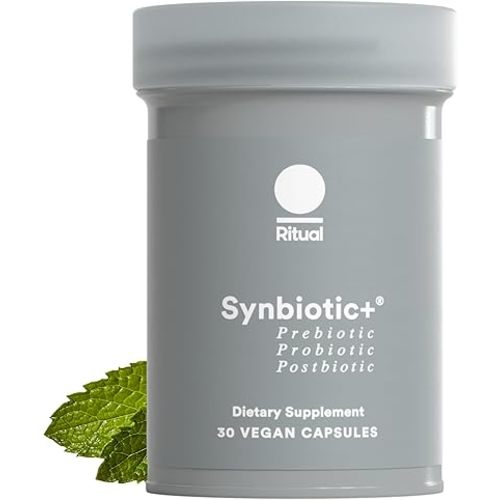 Ritual Synbiotic - Complete 3-in-1 Probiotic, Prebiotic, Postbiotic** - for Women and Men - to Support Gut, Digestive Health, Regularity, Bloating** - Vegan - One Daily Capsule - Mint - 30 Servings