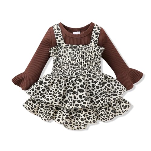 YOUNGER TREE Baby Girl Romper Corduroy Overall Skirt Set Fall Winter Outfit | Cotton-blend romper & corduroy suspender skirt set; soft breathable; floral print; newborn baby girl fall winter daily wear