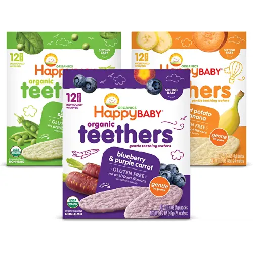 Happy Baby Organics Teether, 3 Flavor Variety Pack, 12 Count (Pack of 3)
