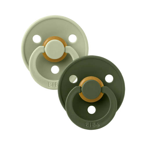 Colour Round Natural Rubber Latex Pacifier 2 Pack, Sage/Hunter Green