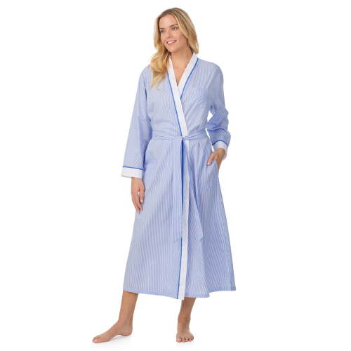 Aria Women's Lightweight Cotton Woven 52" Long Wrap Sleepwear Robe, Sizes XS-5X