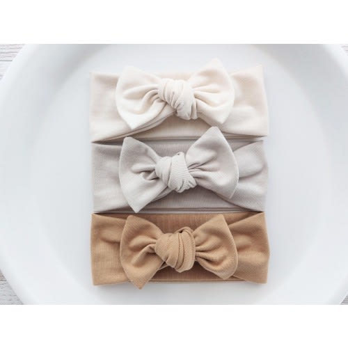 Baby Bow Headbands: Natural Beige, Beige and Camel (ALL SIZES), Newborn Gift, Baby Girl Gift, Baby Shower Gift