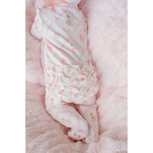 Ruffle Zipper Bamboo Footie in Darling Ballerina | Caden Lane