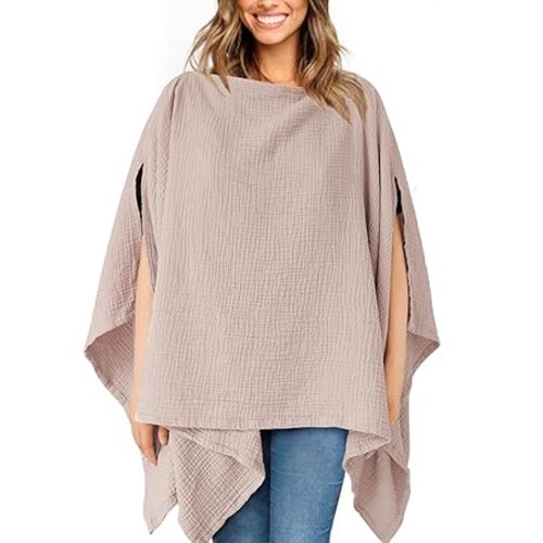 Muslin Nursing Cover for Breastfeeding, 360° Full Privacy Breathable 100% Cotton Breastfeeding Cover, Multi-use