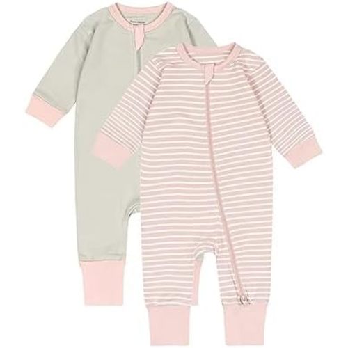 Teach Leanbh Toddler Baby Boys Girls 2-Pack Pajamas Cotton 2 Way Zipper Long Sleeve Footless Romper Sleep and Play
