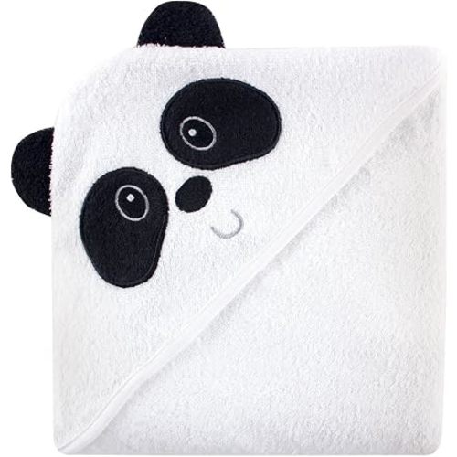 Luvable Friends Unisex Baby Cotton Animal Face Hooded Towel, Panda, One Size