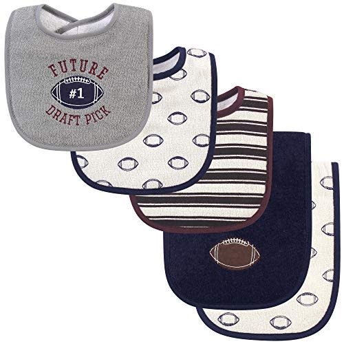 Hudson Baby Unisex Baby Cotton Terry Bib and Burp Cloth Set, Football, One Size
