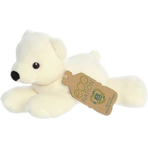 Aurora® Responsibly Made Eco Nation™ Eco Softies™ Polar Bear Stuffed Animal - Ideal for Playtime Adventures - Perfect for Birthdays or Just Because - White 8 Inches