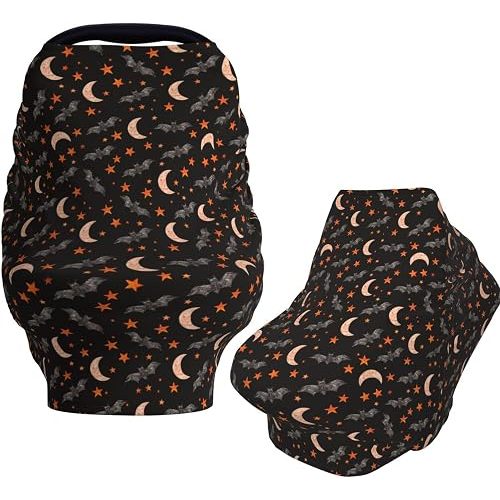 Bats Star Moon Baby Car Seat Covers Carseat Canopy Soft Infant Stroller Cover Nursing Breastfeeding Covers for Girls Boys Newborn