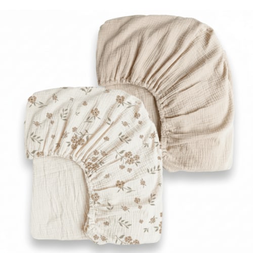 2-Pack Crib & Playard Muslin Sheets, Deep Pocket, 360° Elastic Fit - Babies Mall