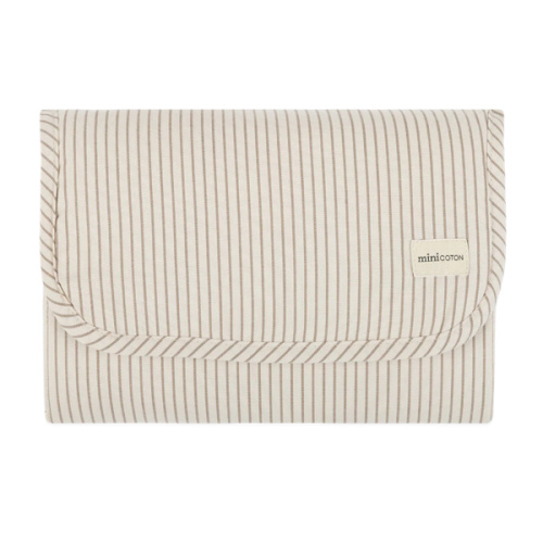Folded Changing Mat Beige Stripes · Minicoton