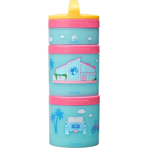 California Barbie (Dreamhouse) Whiskware Stackable Snack Pack - 3 Jar + Handle - Yellow/Pink/Blue