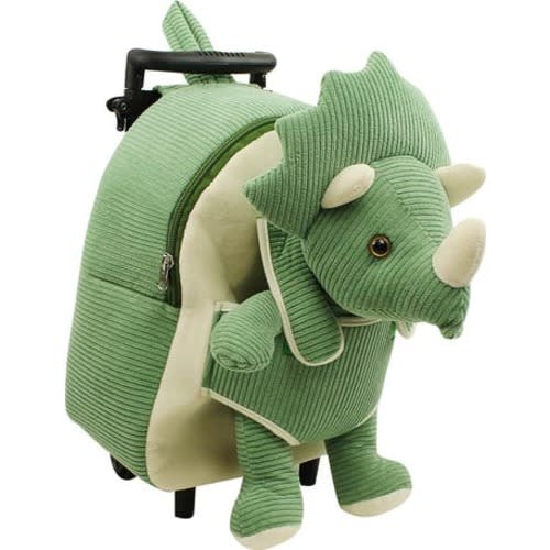 Kids' Dino Trolley Rolling Backpack with Removable Stuffed Animal