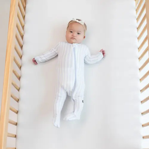Zippered Footie in Small Mist Stripe, 3-6M
